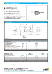 Leitplastik-Potentiometer Serie MP10 / MP11 Maße in mm - Q-TECH