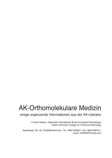 Zusatzblätter aus Skripte AK-Orthomolekulae Medizin - Professional ...