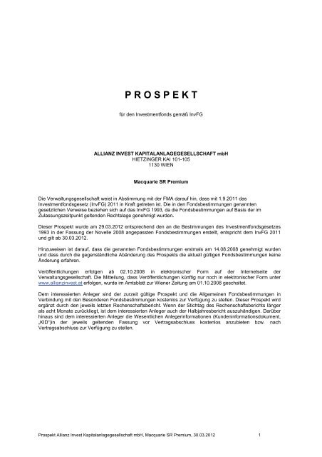 P R O S P E K T - Macquarie Investment Management Austria