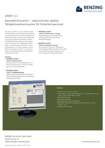 COSoft 2.1 - Benzing Technische Uhren GmbH