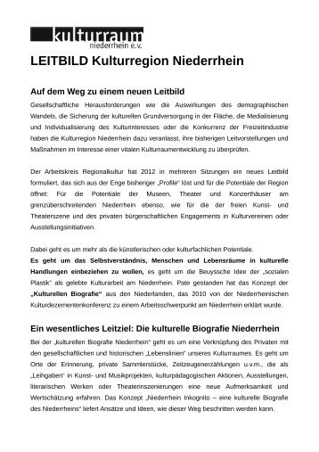 LEITBILD Kulturregion Niederrhein - Kulturraum Niederrhein eV