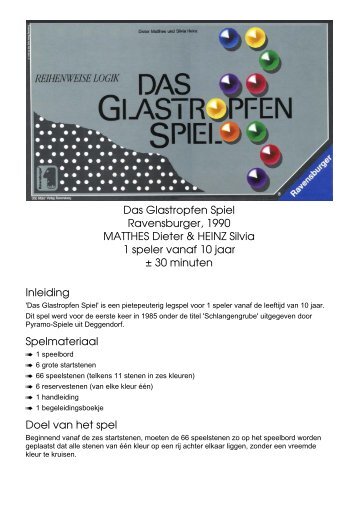 Das Glastropfen Spiel Ravensburger, 1990 ... - Forum Mortsel