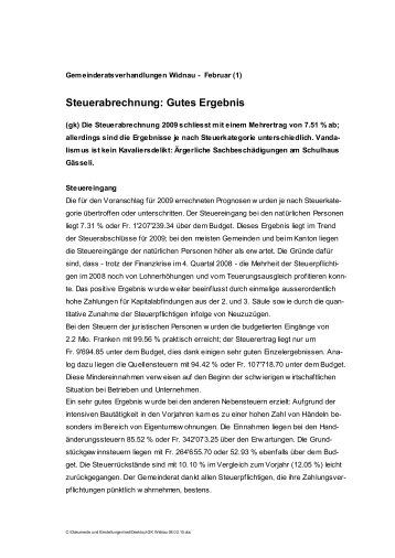 Steuerabrechnung: Gutes Ergebnis