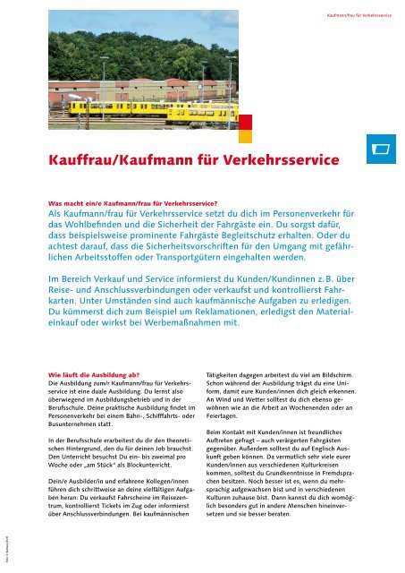 pdf, Kauffrau/Kaufmann für Verkehrsservice