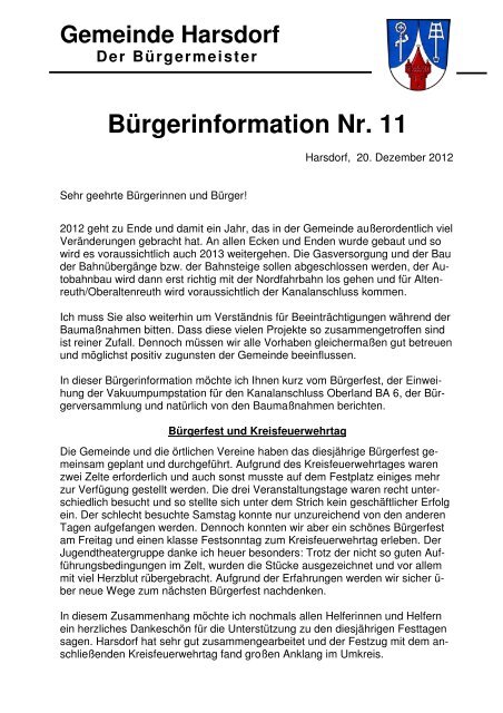 Rundbrief Nr. 11 - Verwaltungsgemeinschaft Trebgast