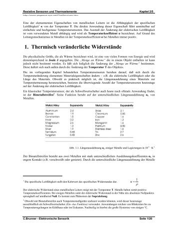 1. Thermisch veränderliche Widerstände