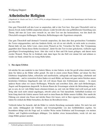 Wolfgang Deppert, Atheistische Religion