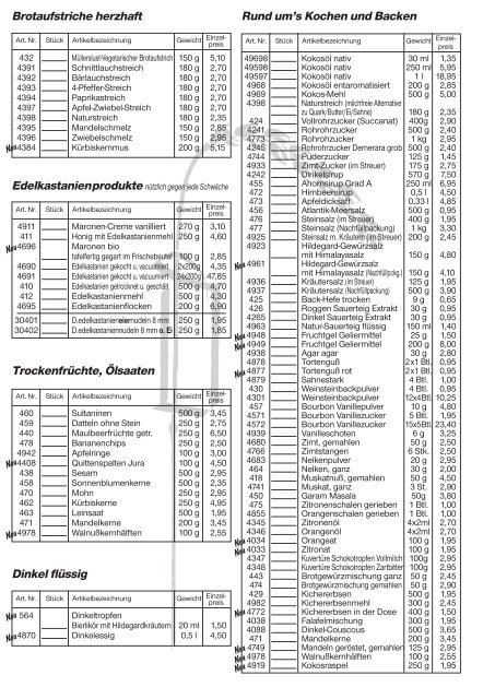 Dinkelmühlenprodukte Dinkelbackwaren - Stadtmühle Geisingen