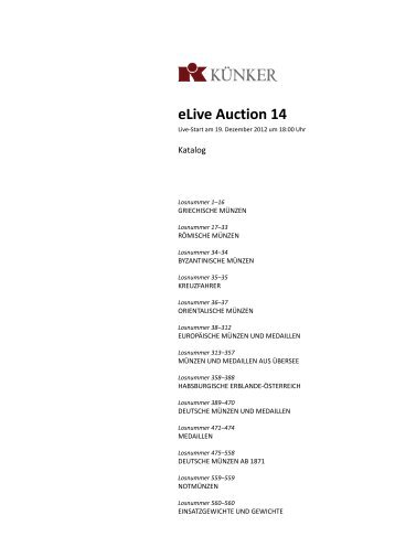 eLive Auction 14 - Künker eLive Auction