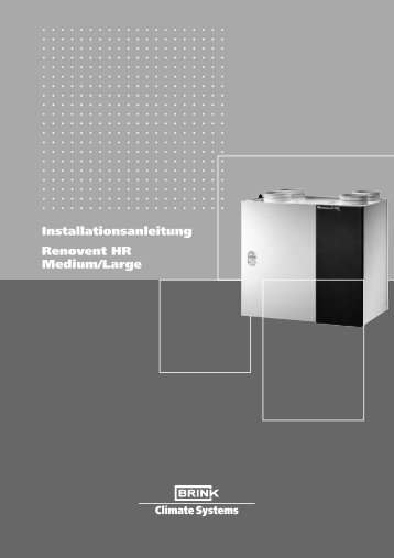 Installationsanleitung Renovent HR Medium/Large - Xillycom