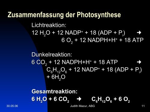 Photosynthetisch aktive Pigmente, ihre Bedeutung für ... - Ladamer