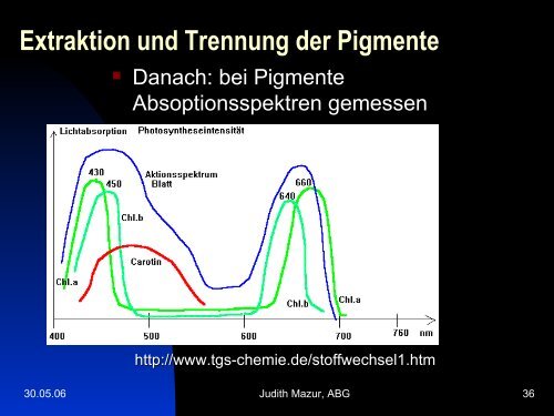 Photosynthetisch aktive Pigmente, ihre Bedeutung für ... - Ladamer