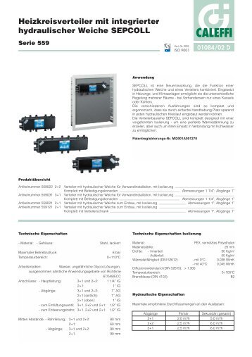 Heizkreisverteiler mit integrierter hydraulischer Weiche ... - Caleffi