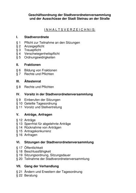 Geschäftsordnung Stadtverordnetenversammlung - Steinau an der ...