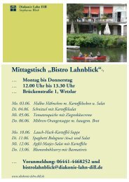 Mittagstisch im Bistro Lahnblick, Juni 2013 - Diakonie Lahn Dill