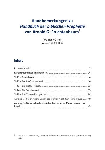 Randbemerkungen zu Handbuch der biblischen Prophetie von ...