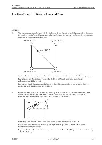 Repetitions-Übung 1 Wechselwirkungen und Felder - Thomas Borer