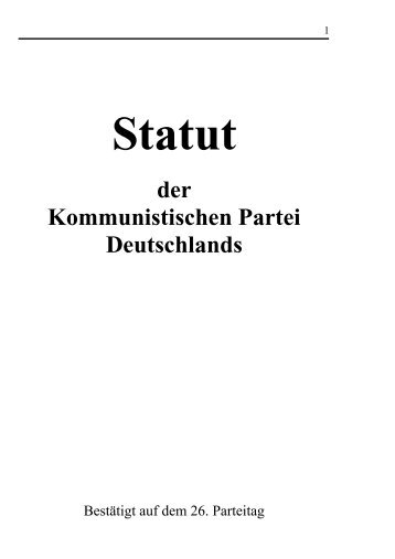 Statut der KPD - Kommunistische Partei Deutschlands