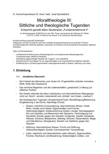 Moraltheologie III: Sittliche und theologische Tugenden