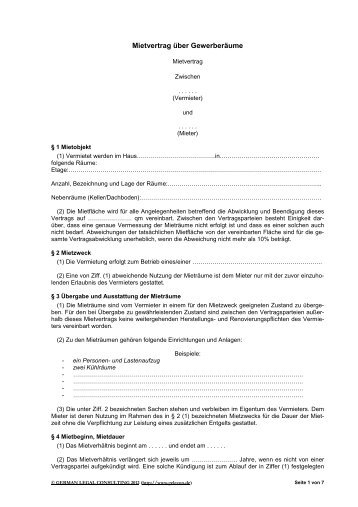 unbefristeter Mietvertrag Gewerberäume - German Legal Consulting