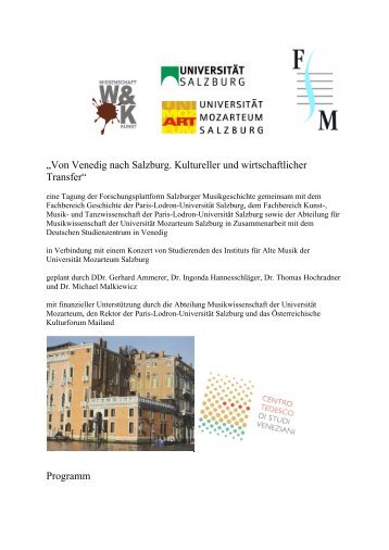 Vorläufiges Programm des Symposions - Universität Salzburg