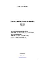 Zusammenfassung – Schweizerisches Bundesstaatsrecht –