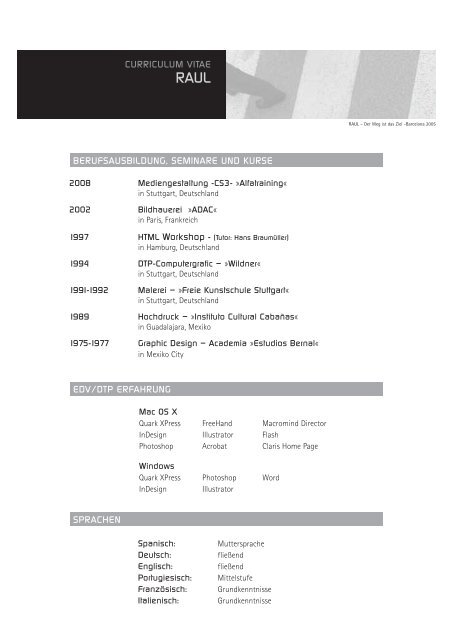 GRAFIKER / MALER • CURRICULUM VITAE