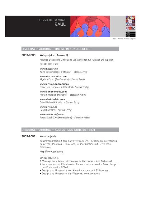 GRAFIKER / MALER • CURRICULUM VITAE