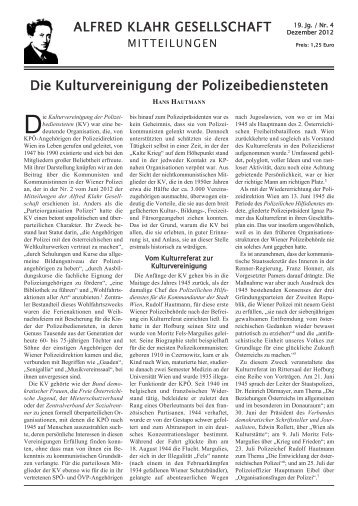 Die Kulturvereinigung der Polizeibediensteten - Alfred Klahr ...