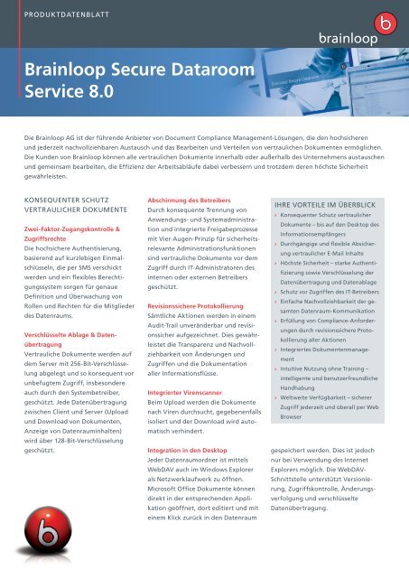 Brainloop Secure Dataroom Service 8.0