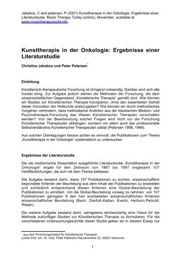 Kunsttherapie in der Onkologie: Ergebnisse einer Literaturstudie