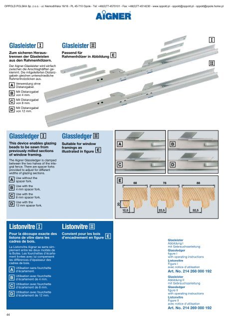 Rail de fixation - Oppold Polska Sp. z oo