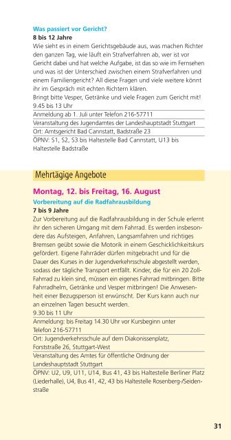 Sommerferien 2013 in Stuttgart - Ferienprogramm Stuttgart