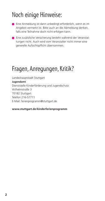 Sommerferien 2013 in Stuttgart - Ferienprogramm Stuttgart