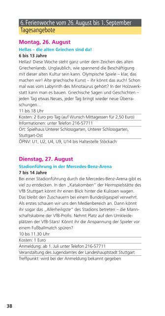 Sommerferien 2013 in Stuttgart - Ferienprogramm Stuttgart