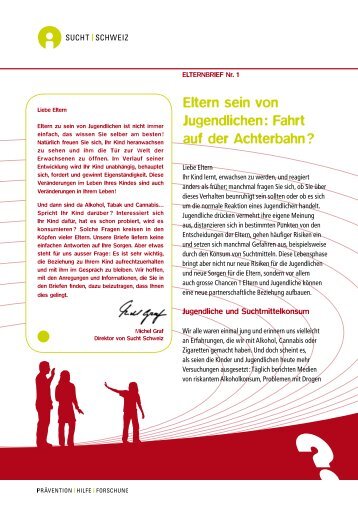 ELTErNBrIEF Nr. 1 - Sucht Schweiz