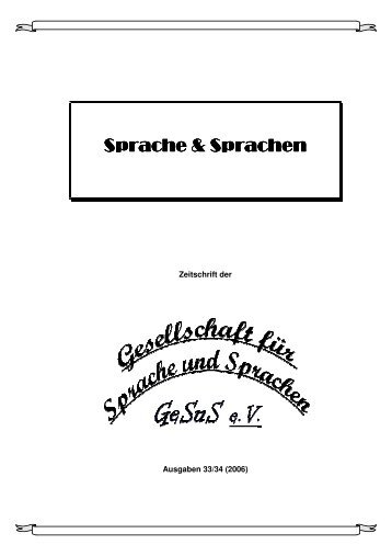 Sprache & Sprachen Sprache & Sprachen - GeSuS eV