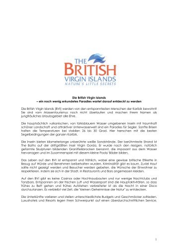 komplette Pressemappe BVI - The British Virgin Islands