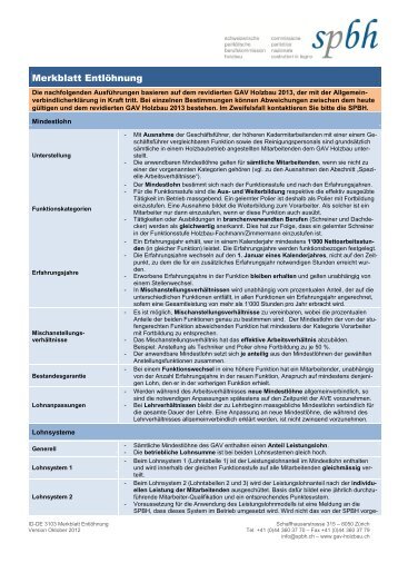 Merkblatt Entlöhnung - GAV Holzbau