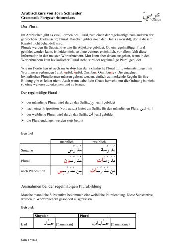 Der Plural - Arabisch Online