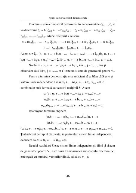 5 CAPITOLUL 1 SPAŢII VECTORIALE FINIT DIMENSIONALE 1.1 ...