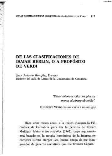 DE LAS CLASIFICACIONES DE ISAIAH BERLIN, o A ... - FAES