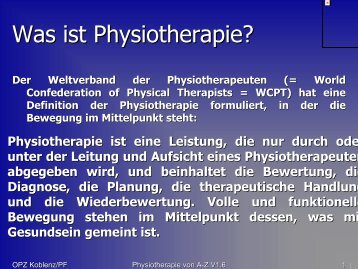Physiotherapie von A-Z - OPZ in Koblenz