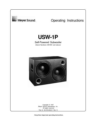 USW-1P Operating Instructions