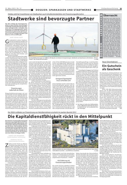 Dossier: sparkassen unD staDtwerke - Sparkassenzeitung