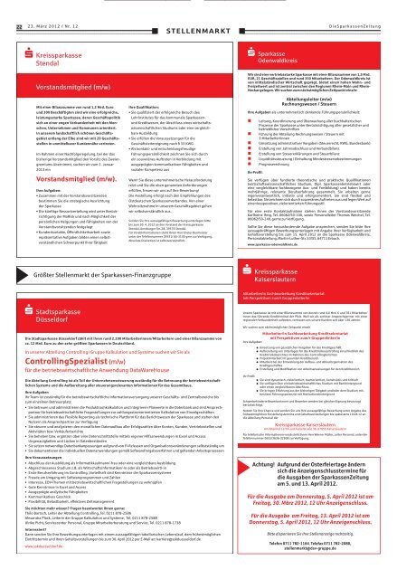 Dossier: sparkassen unD staDtwerke - Sparkassenzeitung