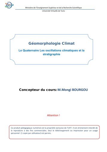 Le Quaternaire Les oscillations climatiques et la stratigraphie