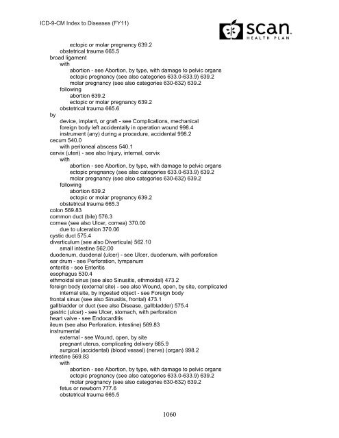 2011 ICD-9-CM Diagnosis Disease Index - SCAN Health Plan