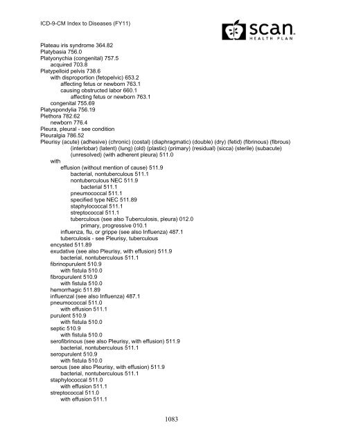 2011 ICD-9-CM Diagnosis Disease Index - SCAN Health Plan