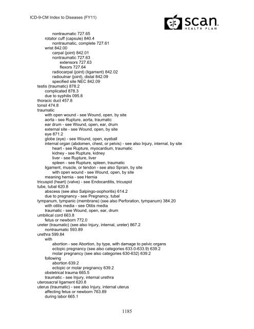 2011 ICD-9-CM Diagnosis Disease Index - SCAN Health Plan